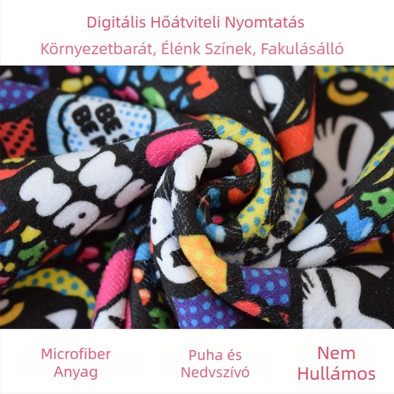 Sporttörölköző mikrofinom rostból, nyomtatott kivitel, 400 g, testre szabható logó, gyors felszívódás 0-5 s