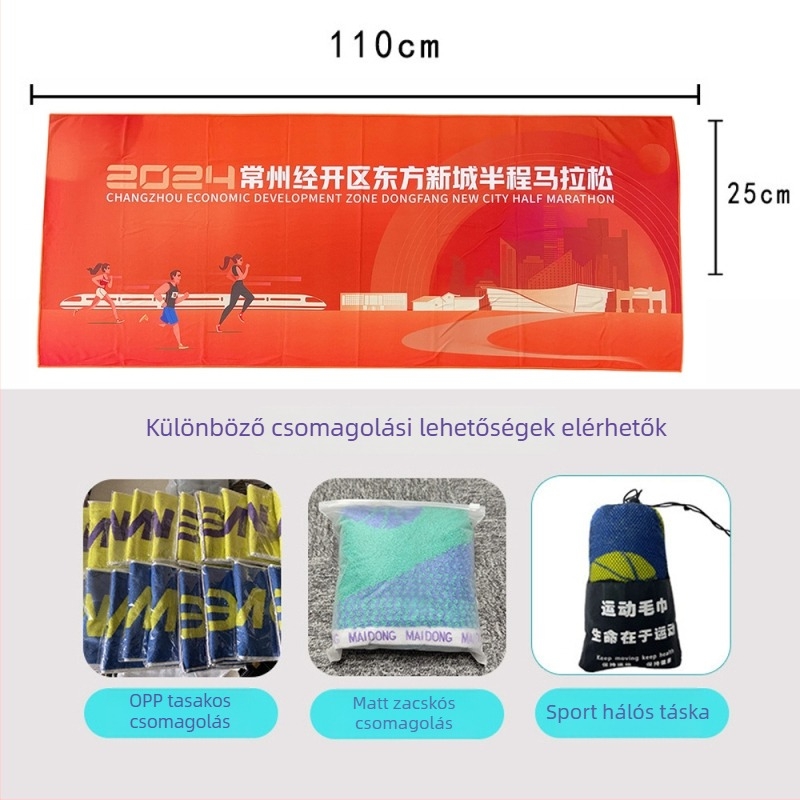 Longli mikroszálas sporttörölköző, 32-ply fonal, jacquard szövés, 120 g, nedvességfelszívás 0–5 s