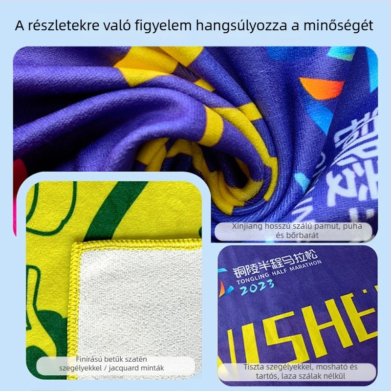 Longli mikroszálas sporttörölköző, 32-ply fonal, jacquard szövés, 120 g, nedvességfelszívás 0–5 s