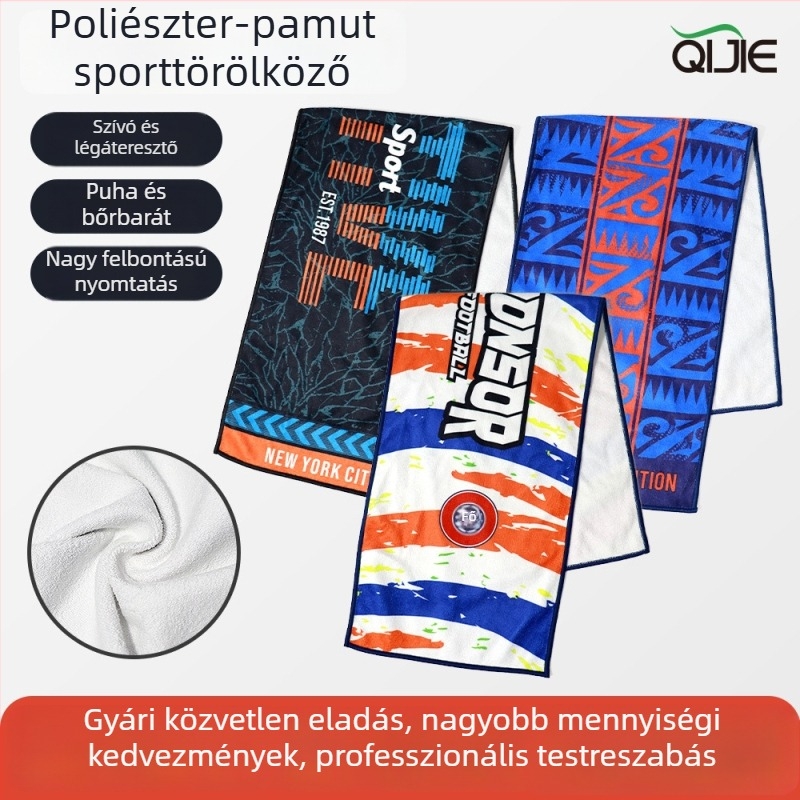 Mikroszálas sporttörölköző, logóval testreszabható, 400gsm, kevert szálak, hímzés, szegés és nyomtatás