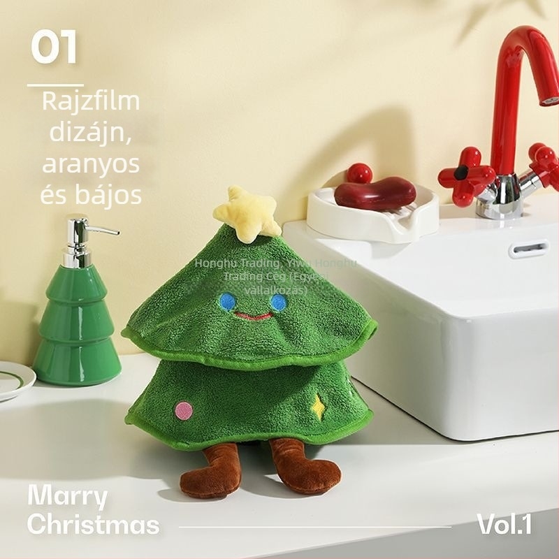 Konyhai dekoratív kéztörlő, gyerekeknek, coral fleece anyag, 150d szál, hímzett varrás, súly kevesebb mint 30 g