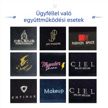 Törölköző - 100% pamut, egyszerű szövés, 21s fonal, 100–120 g, hímzett logó