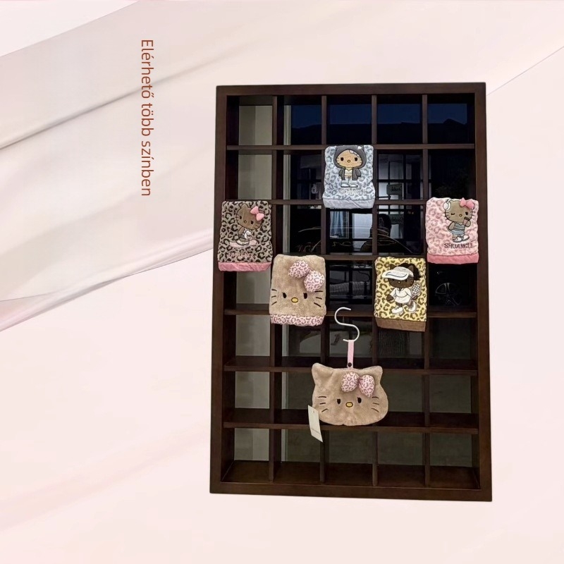 Kéztörlő Leopard KT macskás minta – korall plüss, hímzett, 50–80 g, 32 szál, testreszabható