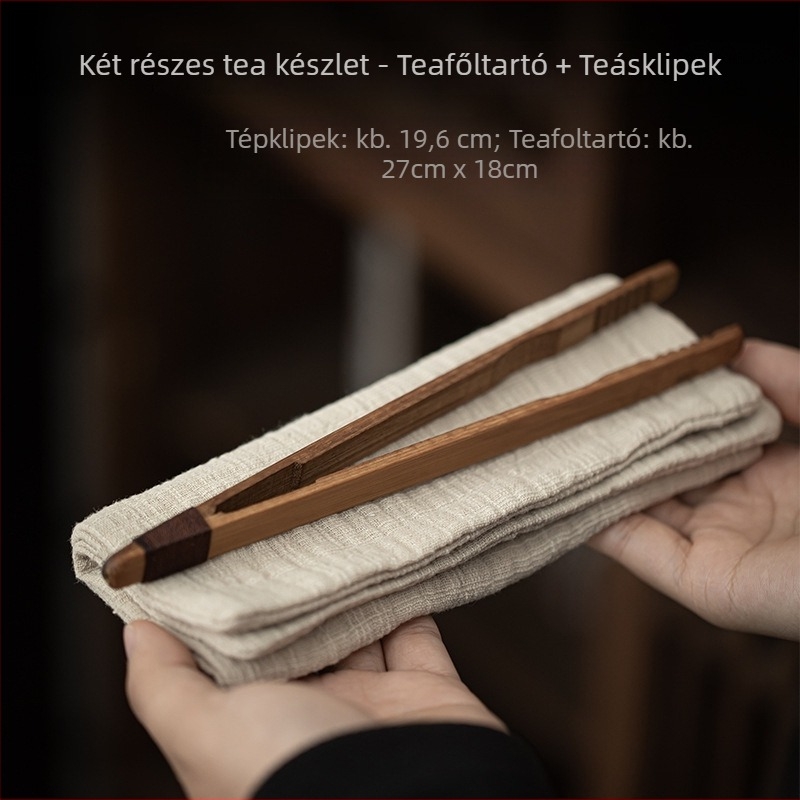 Xingpin Ceramics Teaceremónia kiegészítők – bambusz teklipsz és két darab teafogó törölköző pamut és len anyagból, modern stílus