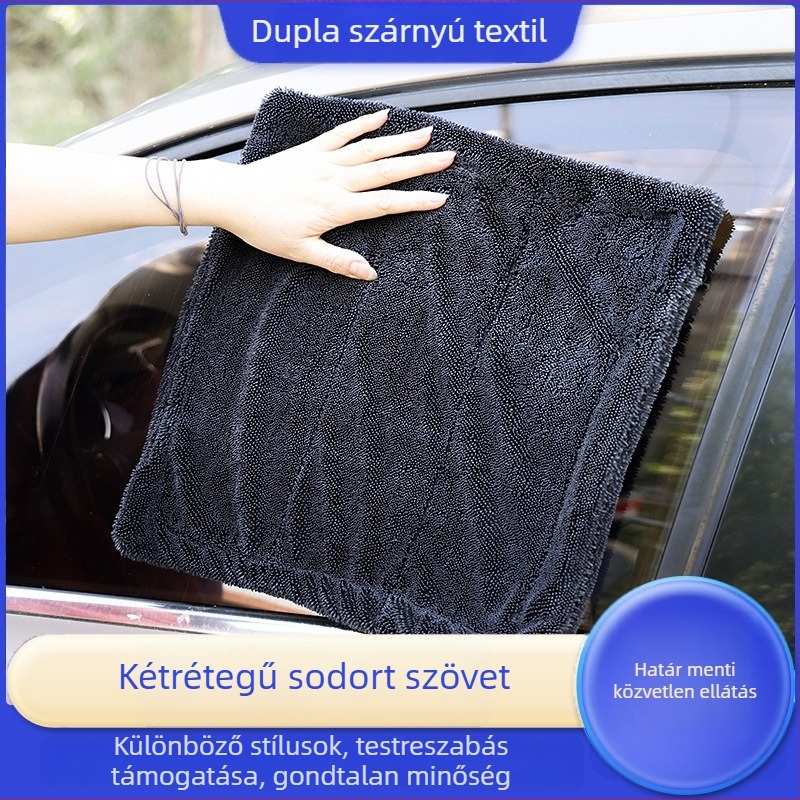 Kétoldalas, fonott autó törlőkendő, nedvszívó tisztító kendő autómosáshoz, vastított kivitel