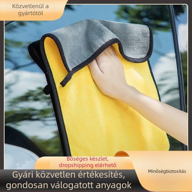 Nagy méretű, kétoldalas autómosó törölköző, vastag korall plüssel, nedvszívó és gyorsan száradó