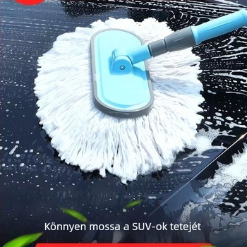 Hosszú teleszkópos nyélű autómosó kefe, puha mikroszálas sörtékkel, kíméletes a fényezéshez
