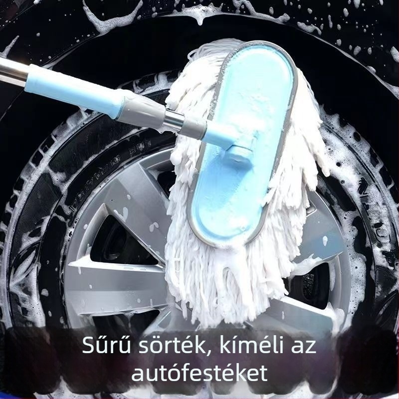 Hosszú teleszkópos nyélű autómosó kefe, puha mikroszálas sörtékkel, kíméletes a fényezéshez
