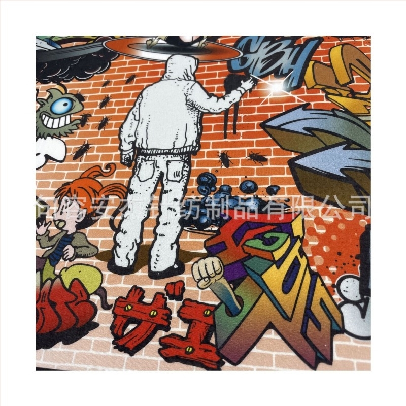 100% pamut négyzet alakú fejkendő digitális graffiti nyomtatással, testreszabható logó, kültéri kerékpározáshoz