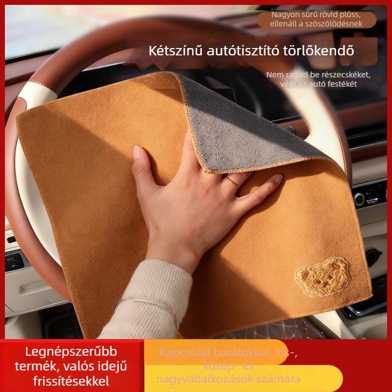 Mikroszálas autómosó kendő velúr-szerű textúrával, nagy nedvszívó képességgel, nem szálkásodik, olajálló és tisztító hatású