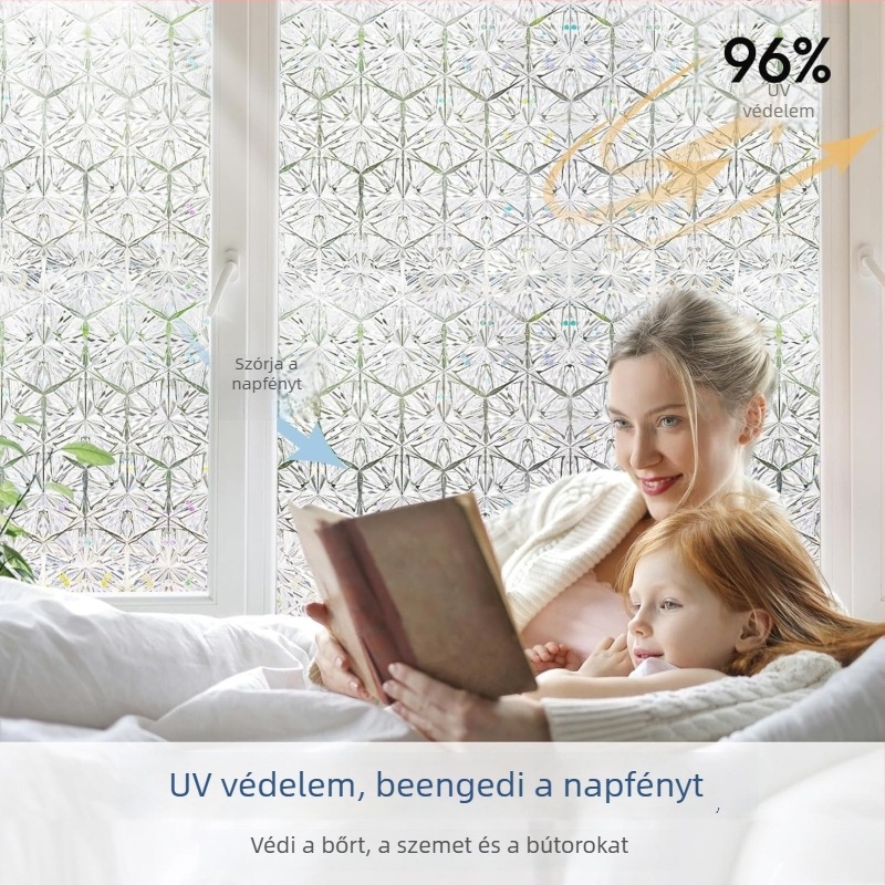 Retro ablakfólia az intimitásért, opálos üveg és levél mintázattal
