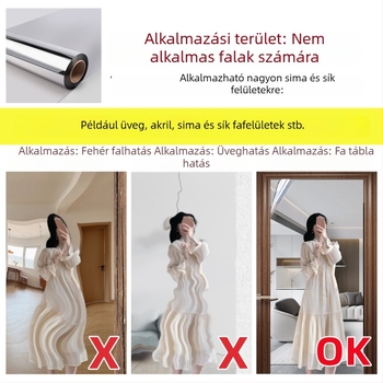 Öntapadós PET tükröFólia hálószobára – 1 darab, egyszerű stílus, dekoráció