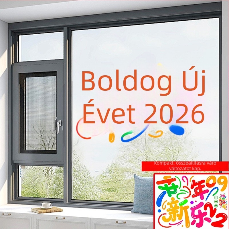 Ünnepi üvegajtó dekorációs matrica, UV öntapadós, 2026