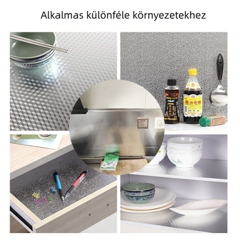 Vastagított konyhai olaj- és vízálló falitapas, magas hőmérséklet-álló alumíniumfóliás tapéta szekrényekhez és gardróbokhoz