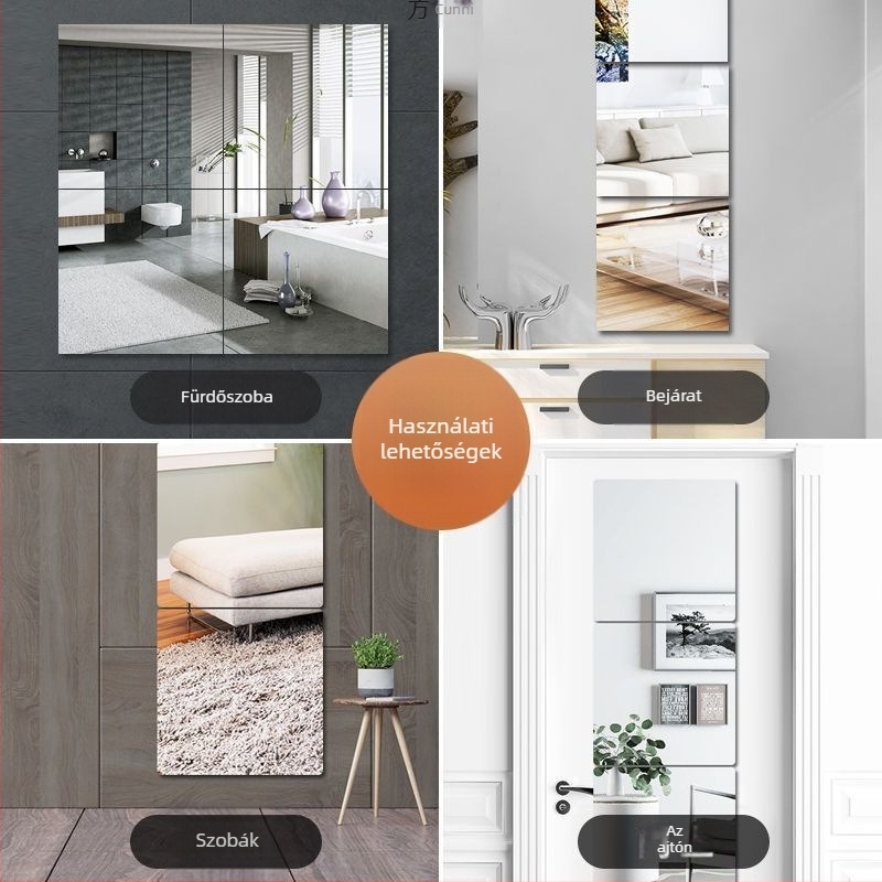 Akril sminktükör, falra szerelhető ragasztós kivitel, magas felbontású öltözködő tükör ruhákhoz és garderobhoz