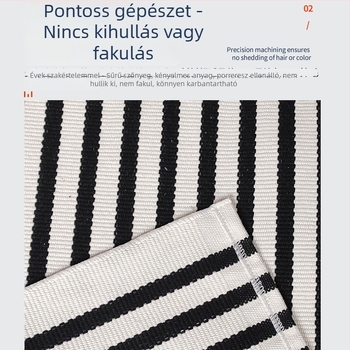 Csíkos terasz szőnyeg, gépi mosás, poliészter-pamut keverék, csúszásmentes és szennyeződésálló, beltéri és kültéri használatra