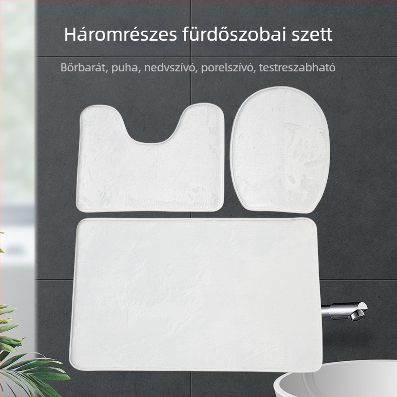 Lábmatta készlet - poliészter szálból - téglalap alakú - egységes minta - mosható - nappali, hálószoba, fürdőszoba és erkély számára