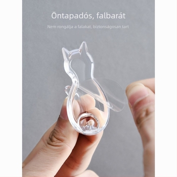 Átlátszó gyanta macska mintás falra ragasztható horog – egy darab, max. 0–1 kg teher, 2025-ös megjelenés