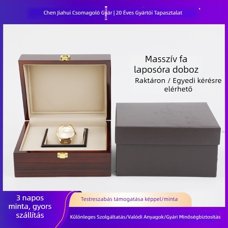 Fából készült óradoboz mozgás gravírozással, luxus csomagolás, fedél Heaven and Earth