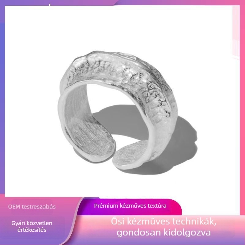 Designer ezüstgyűrű 925, kézműves, geometriai, uniszex