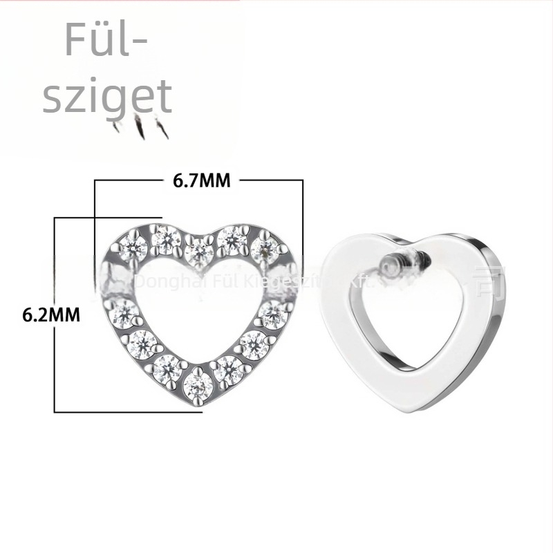 Szív alakú titánötvözet piercing ékszer cirkóniával, polírozott, uniszex vintage stílus, 0,9 mm menet, F136
