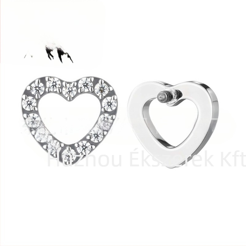 Szív alakú titánötvözet piercing ékszer cirkóniával, polírozott, uniszex vintage stílus, 0,9 mm menet, F136