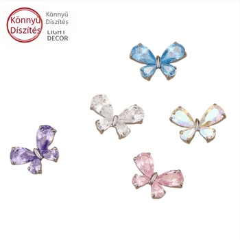 Titánötvözetű fülbevalók, vízcsepp–pillangó formájú, cirkónium kristályokkal, uniszex divat