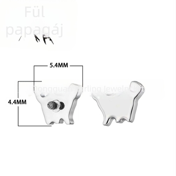 Fülbevalók titániumötvözetből, macska alakú, zirkon kristályok, polírozott felület, F136 tisztaság