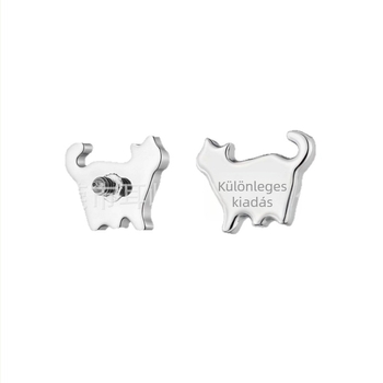 Fülbevalók titániumötvözetből, macska alakú, zirkon kristályok, polírozott felület, F136 tisztaság