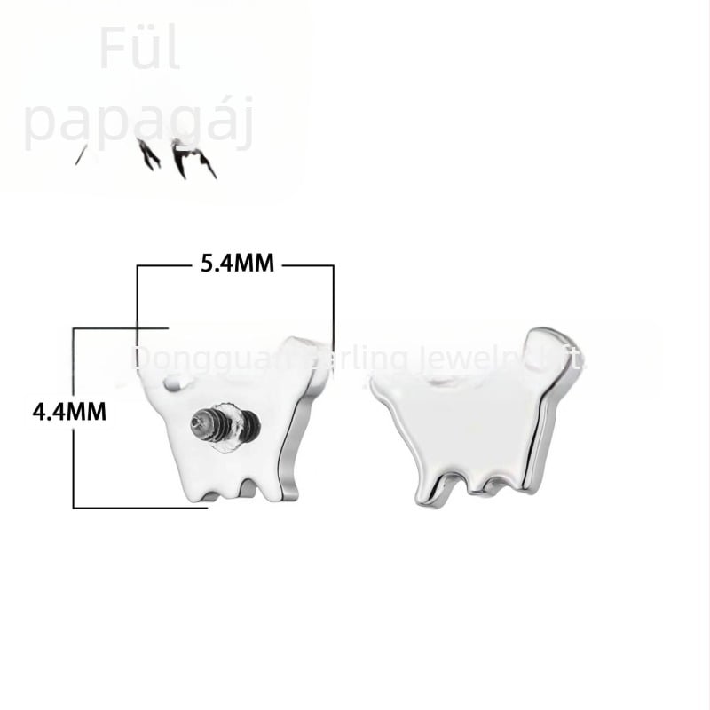 Fülbevalók titániumötvözetből, macska alakú, zirkon kristályok, polírozott felület, F136 tisztaság