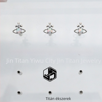 Fülbevalók implantálható titánötvözet, ASTM F-136, csillag alak, diamantszerű megmunkálás, kristály