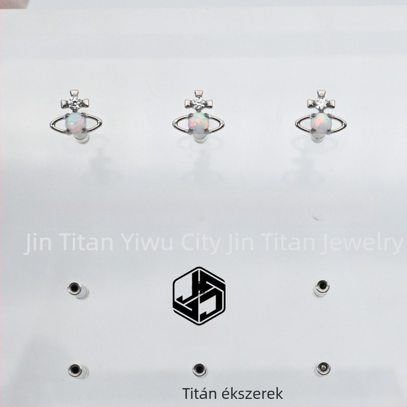 Fülbevalók implantálható titánötvözet, ASTM F-136, csillag alak, diamantszerű megmunkálás, kristály