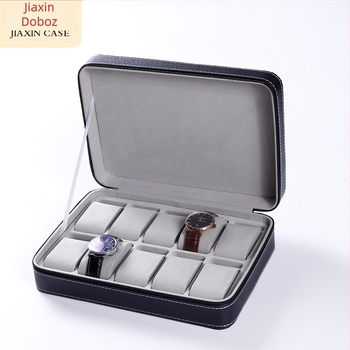 PU bőrből készült óratartó zárható tároló doboz – hordozható, könnyű, 6/10/12 rekesz