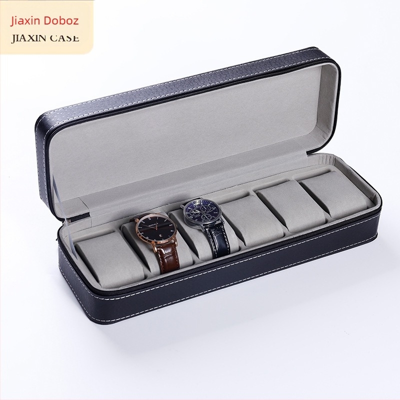 PU bőrből készült óratartó zárható tároló doboz – hordozható, könnyű, 6/10/12 rekesz