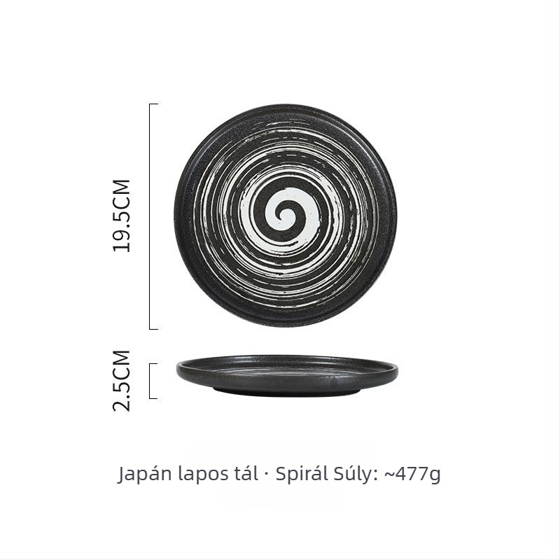 Porcelán tányér – japán stílus, kerek, mikrohullámú sütőben használható, változatos minták