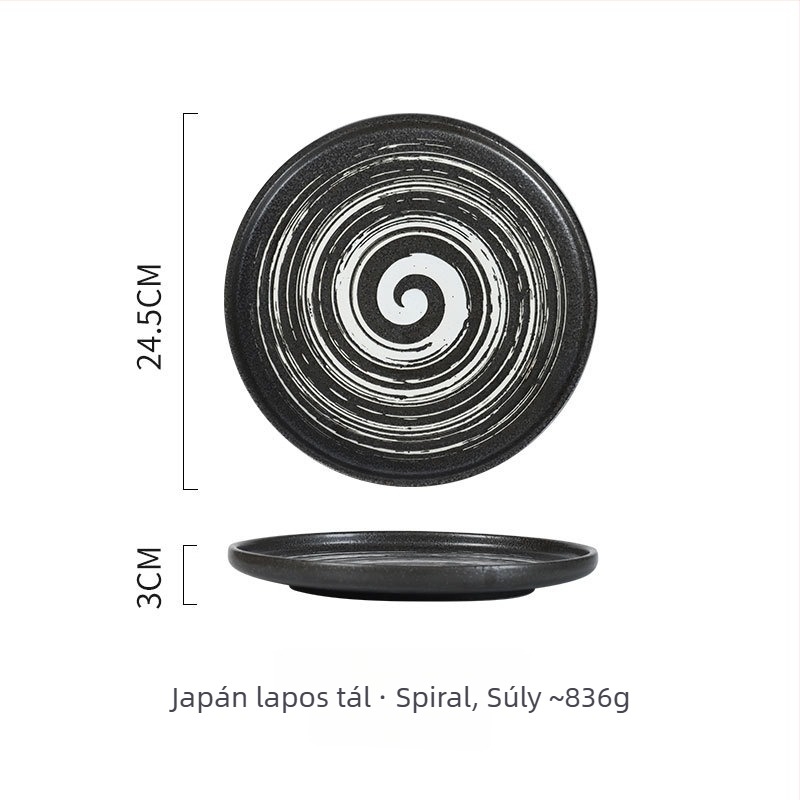 Porcelán tányér – japán stílus, kerek, mikrohullámú sütőben használható, változatos minták