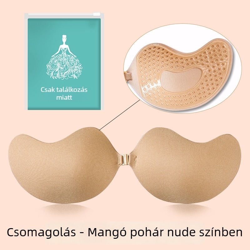 Mangó formájú láthatatlan melltartóbetét, szivacsos anyag, vékony, összegyűjtő, lélegző, nyom nélkül, fényes felület, szexi stílus