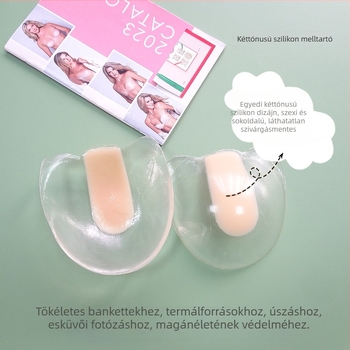 Áttetsző két tónusú szilikon melltartó betét, varrás nélküli, vékony, vállpánt nélküli