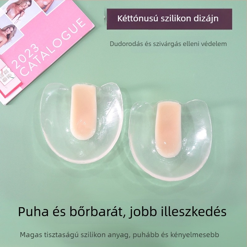 Áttetsző két tónusú szilikon melltartó betét, varrás nélküli, vékony, vállpánt nélküli
