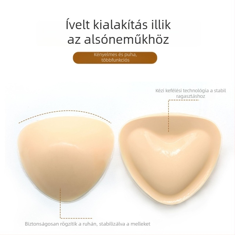 Szív alakú, háromszög alakú mellbetét önragadó habból, vastagított kivitel, láthatatlan tartással