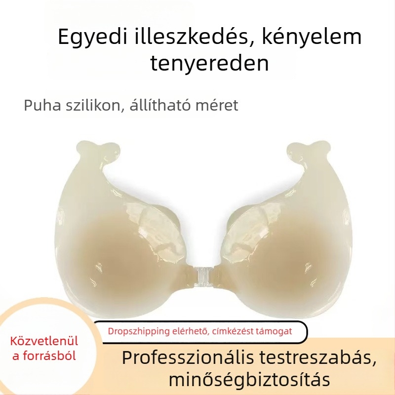 Delfin formájú szilikon melltartó betét, elöl záródó, leopard mintás, légáteresztő és láthatatlan, feszesítő és emelő hatású