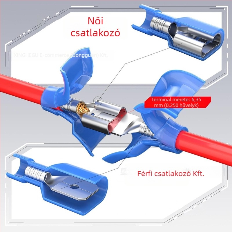 Galaxy Valley Crimp terminálkészlet, Nylon szigetelt, Férfi és Női terminálok, FDFN/MDFN, Ly378, 200 db