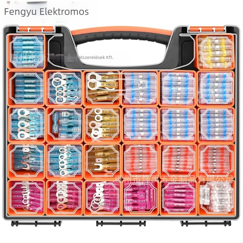 Terminálkészlet forrasztógyűrűkkel és BHT villás gyűrűkkel — vízálló heat-shrink, Fengyu Electric, Pres-Fit csatlakozás, réz érintkezés, poliolefin-szigetelés