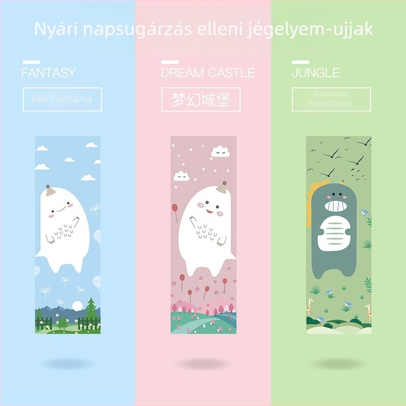 Gyerekeknek szóló ice silk karvédő ujjhüvelyek, nyári napvédelem, Cartoon mintával, kültéri használatra, lányoknak és fiúknak