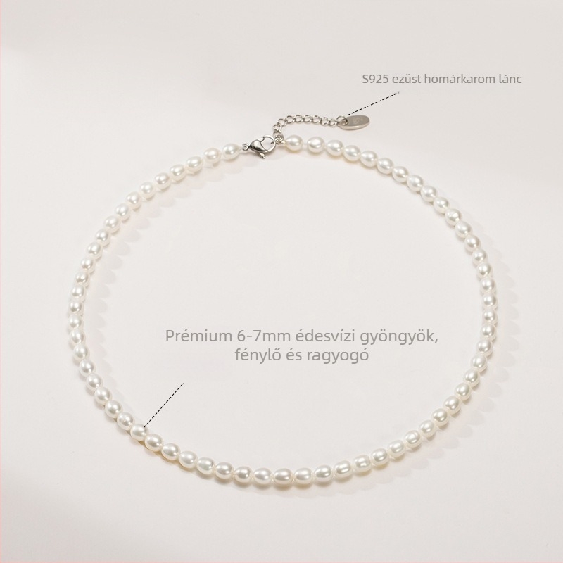 Yuqi édesvízi gyöngy nyaklánc, csepp alakú gyöngyök, titán acél lánc, természetes stílus