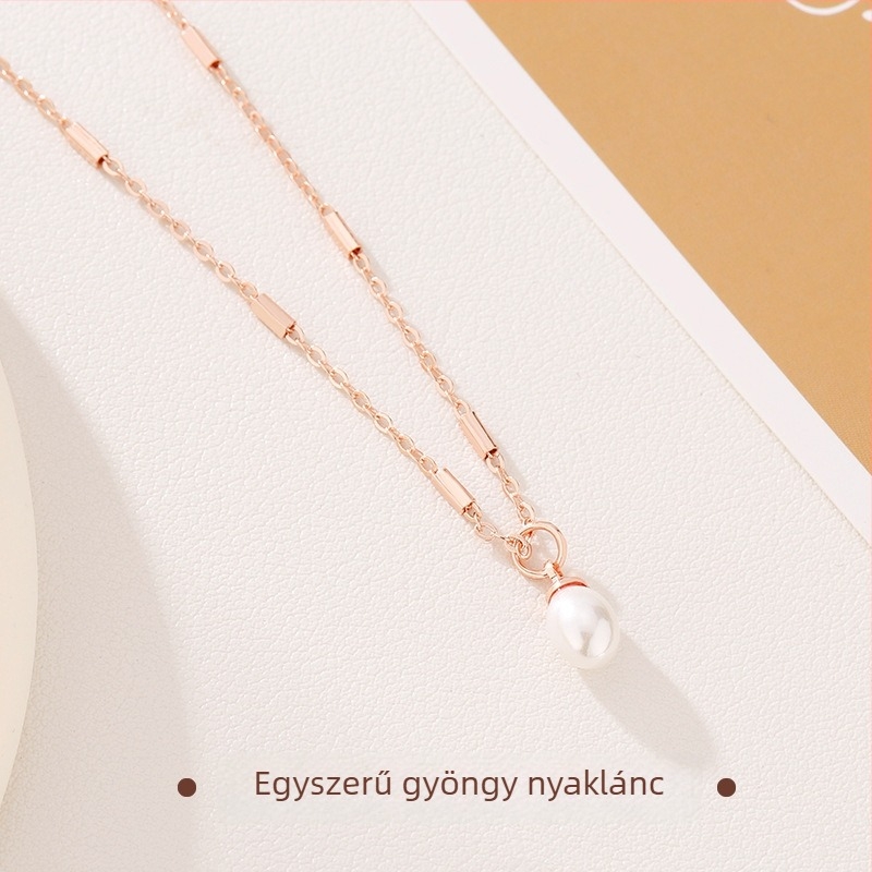 Női réz nyaklánc kulcscsonti lánccal, minimalistás, könnyű luxus, elektroplakált felület, hossz 41–50 cm, ősz 2024