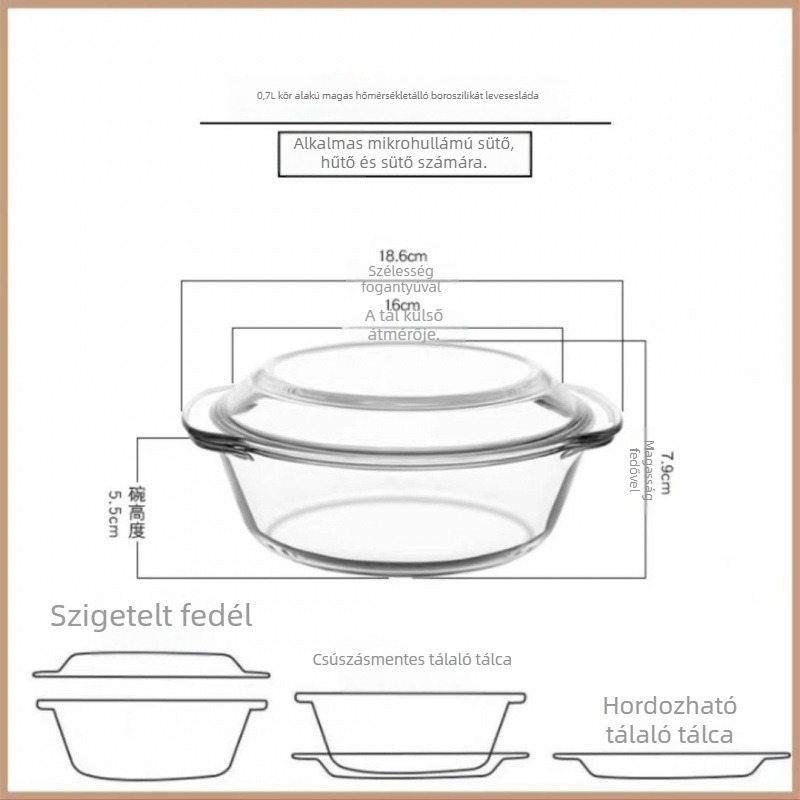 Fedéllel ellátott hőálló boroszilikát üvegből készült tojásos edény gőzöléshez, szabálytalan forma, zománcos felület, mikrohullámú sütőben nem használható