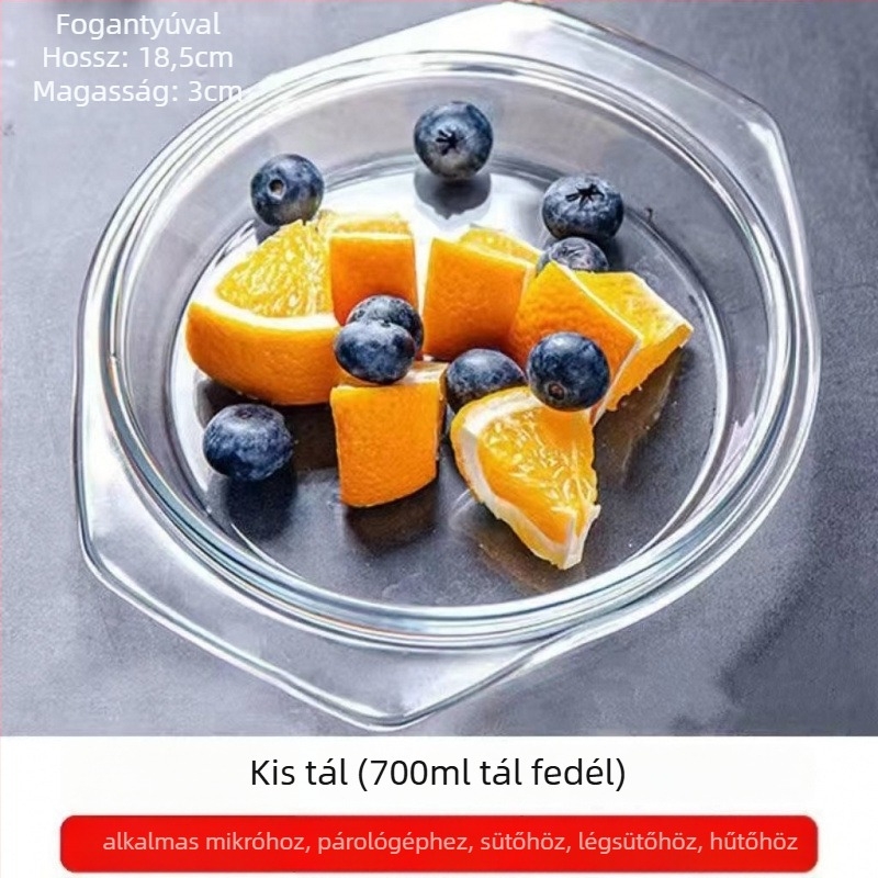 Fedéllel ellátott hőálló boroszilikát üvegből készült tojásos edény gőzöléshez, szabálytalan forma, zománcos felület, mikrohullámú sütőben nem használható