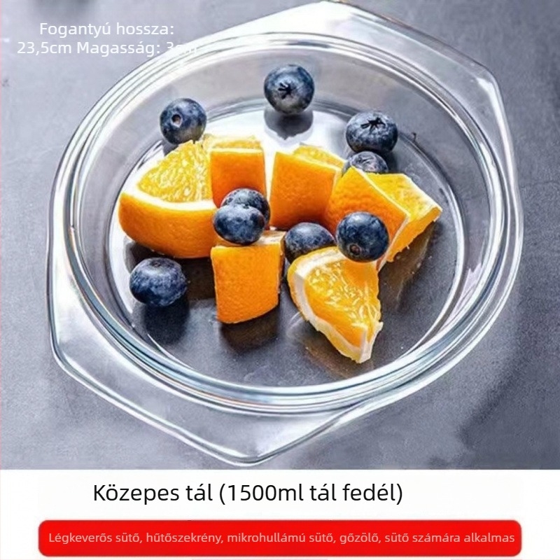Fedéllel ellátott hőálló boroszilikát üvegből készült tojásos edény gőzöléshez, szabálytalan forma, zománcos felület, mikrohullámú sütőben nem használható
