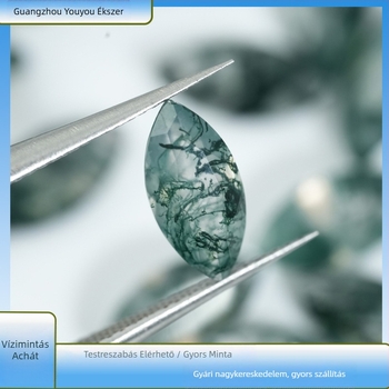 Gyűrű cabochon, vízi achát, ló szem alak, VVS tisztaság, csiszolás és polírozás, testreszabás elérhető